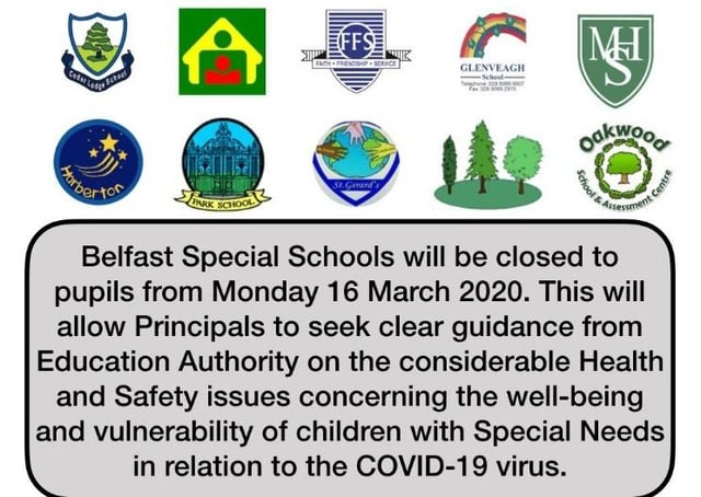 Corona virus: Special schools in Belfast to close from Monday