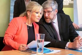 Michelle O’Neill, after whose u-turn on closing schools on Friday there was escalating criticism of the UK approach, and John O’Dowd, who tweeted about a ‘shire of bastards’ conducting a medical experiment