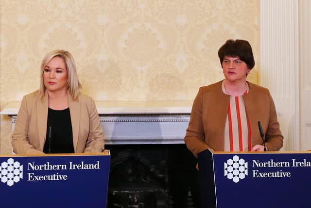 Press Eye - Belfast - Northern Ireland - 18th March 2020The Northern Ireland Assembly's First Minister Arlene Foster and Deputy First Minister Michelle