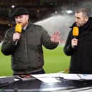 John Hartson (centre) working as a pundit in the Europa League. Pic by PA.
