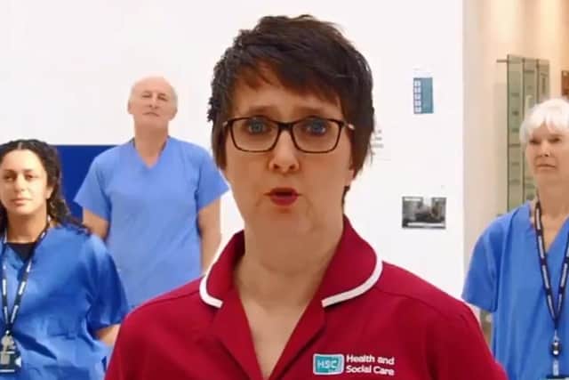 Nurse Claire of the Belfast Respiratory Team helped spread the 'stay at home' message in an online video
