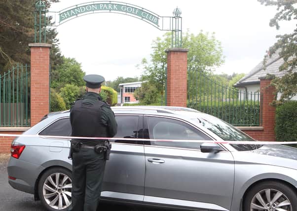 Police at Shandon Park Golf Club after a viable device was discovered under a police officers car in June 2019