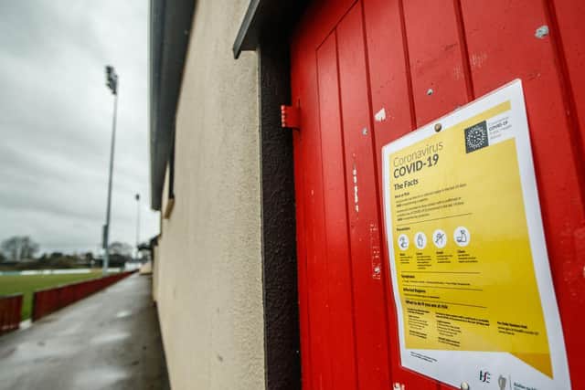 A view of the Tullamore Rugby Club closed as the Coronavirus brings a stop to all sport