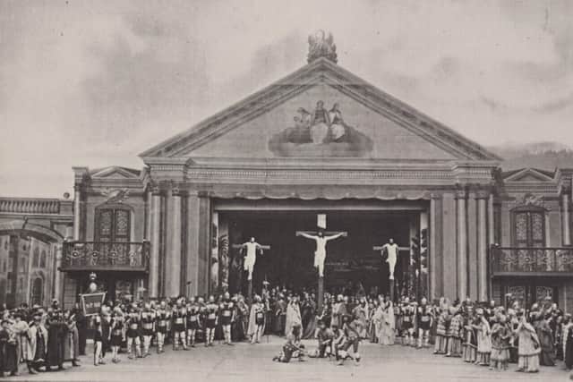 Crucifixion scene in the Passion Play in 1870