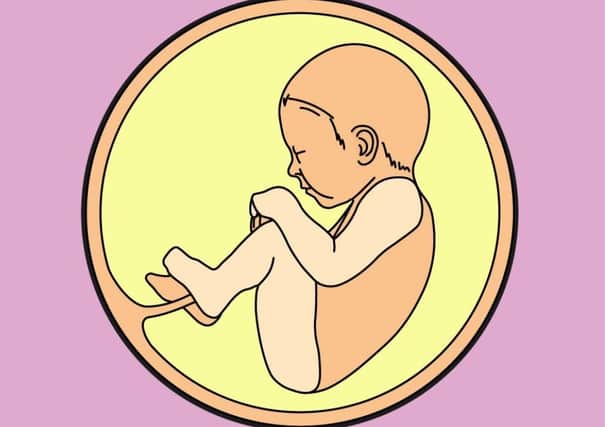 An NHS illustration showing a foetus at 41 weeks’ gestation – shortly before full term