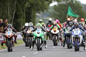 The start of the first Supersport race at the Armoy Road Races in 2019.