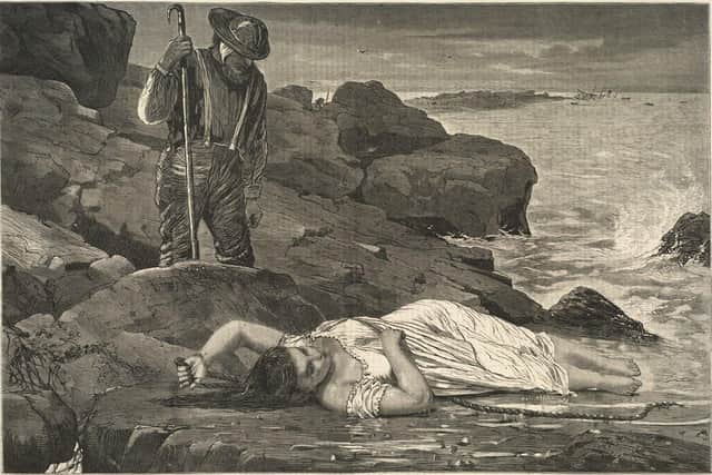Finding a victim of SS Atlantic tragedy. Illustrated by Winslow in Harper's Weekly. 26 April 1873