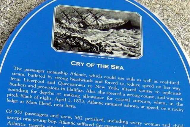Halifax Memorial Plaque to the SS Atlantic Tragedy