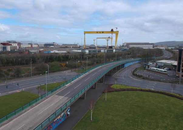 A major junction in east Belfast going in and out of the city, nearly deserted this week