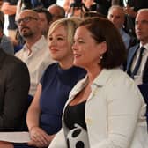 Senator Ian Marshall with Sinn Fein's  Mary Lou McDonald and Michelle O'Neil at the launch of a Sinn Fein anti sectarianism policy document in June 2018.
Photo: Colm Lenaghan/Pacemaker