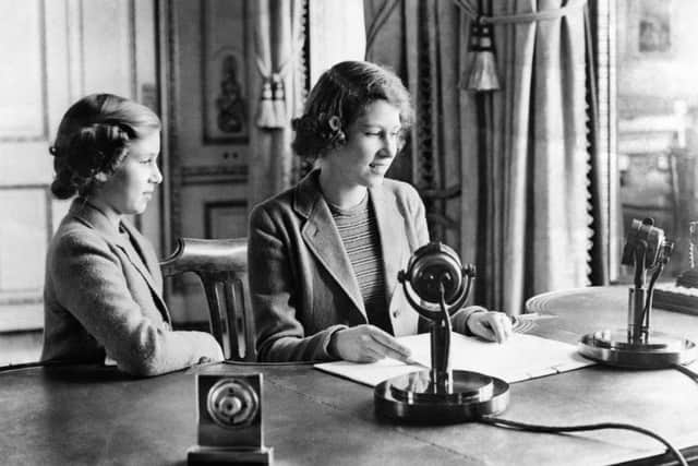 Princess Elizabeth (right) and Princess Margaret after they broadcast on "Children's Hour" from Windsor Castle in October 1940, a broadcast which the Queen mentioned in her address on coronavirus. Photo: PA Wire