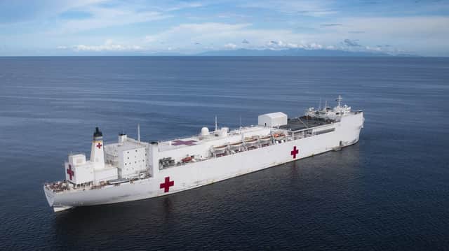 U.S Navy's Hospital Ship Comfort at sea in 2019