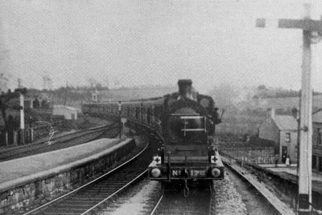 Ambulance train arriving in Omagh on 1st May 1915