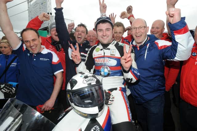 Michael Dunlop won the feature North West 200 Superbike on the factory-supported BMW in 2014.