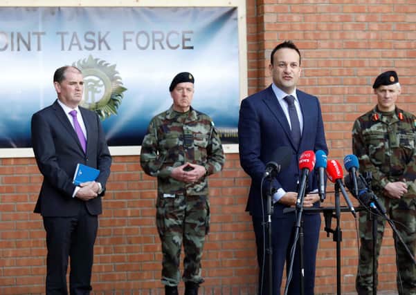 An Taoiseach Leo Varadkar TD during his visit to the Defence Forces Joint Task Force (JTF) in McKee Barracks, Dublin