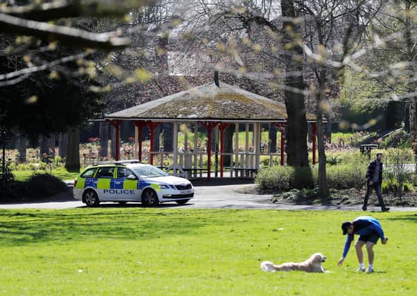 Police on patrol in Botanic Gardens in Belfast on Wednesday – a very popular beauty spot