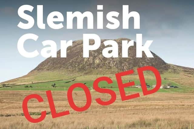 Message from Mid and East Antrim Council that Slemish car park is closed