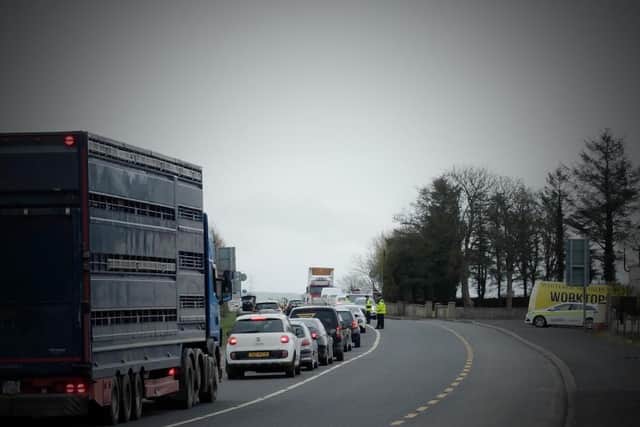Gardai set-up the checkpoint along the border on Thursday evening. (Photo: Andrew Quinn/JPI Media)