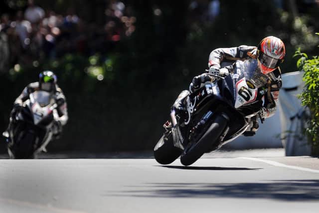 Aussie Cameron Donald leads his Relentless TAS Suzuki team-mate Bruce Anstey at Union Mills in the 2008 Superbike TT.