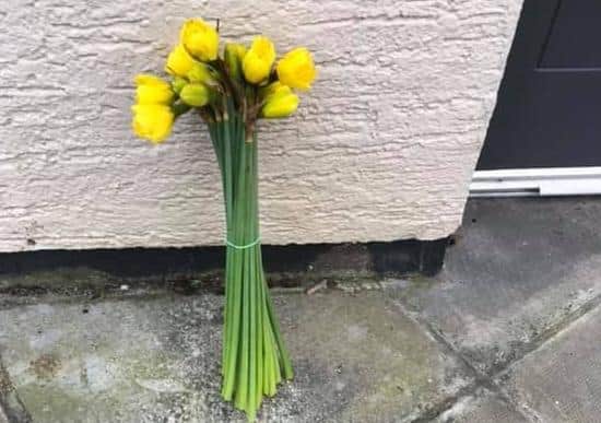 Flowers left outside a Funeral home