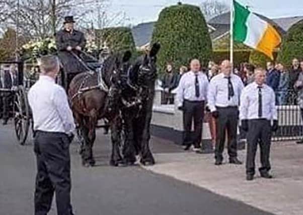 A still from the scene of the Francis McNally burial procession in east Tyrone/Londonderry last week.  No pictures directly showing the new parade in west Belfast have emerged publicly yet.  If you are aware of any, please email newsdesk@newsletter.co.uk