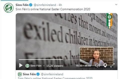 Martina Anderson appealing to ‘Most High God’ as she reads the 1916 proclamation during the Sinn Fein video