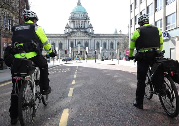 The lockdown  in force in Belfast city centre. Picture by Press Eye