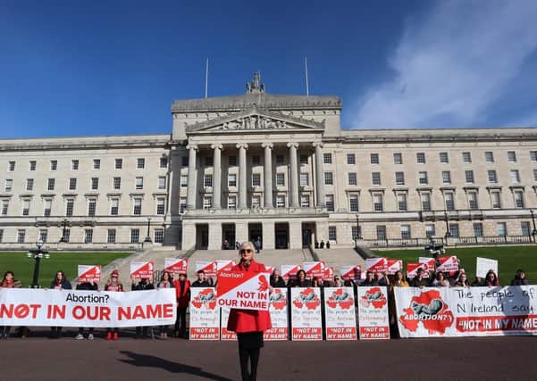 Precious Life take part in an anti-abortion protest at Stormont