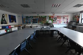 An empty classroom in Northern Ireland.  Pic Colm Lenaghan /Pacemaker
