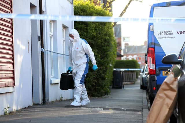 Forensic officers at the scene on Wednesday. (Photo: Pacemaker)