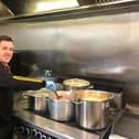 Bready's David Scanlon, on cooking duties, as the clubs volunteers delivered more than 300 cooked meals to elderly and vulnerable members of the local community during the COVID-19 crisis.