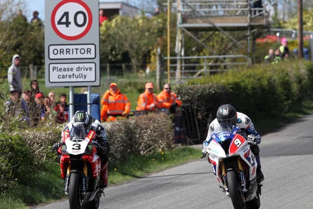 Michael Dunlop (left) and Guy Martin went head-to-head at the Cookstown 100 five years ago.