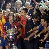 Barcelona players in 2009. Pic by PA.