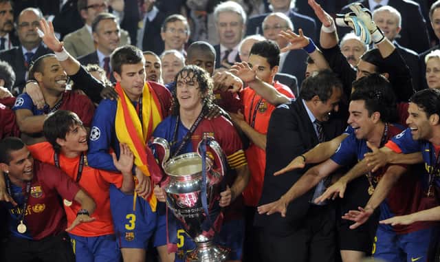 Barcelona players in 2009. Pic by PA.