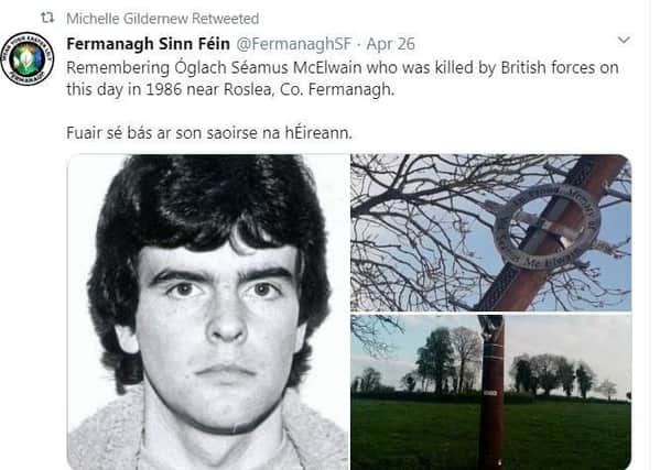 The Fermanagh Sinn Fein Twitter message