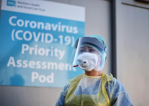 A medic at a 'coronavirus pod' in Antrim hosptial