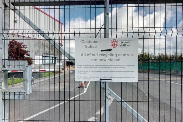 Notice on the gates of Magherafelt recycling centre.