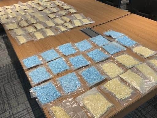 The prescription drugs seized by the PSNI on Wednesday morning. (Photo: PA Wire)