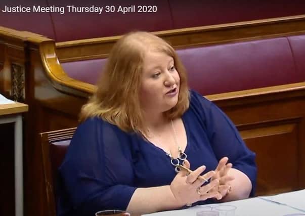 Naomi Long speaking at the justice committee this week
