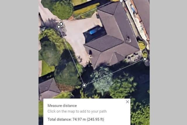An aerial view of Nigel Quinn's house on the outskirts of south Belfast, which he walked round more than 500 times, a distance of 75 metres each time, clocking up the equivalent of a 42km marathon, in substitution of the Belfast marathon, which was cancelled due to lockdown