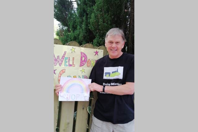 A delighted Nigel Quinn after he completed both his marathon cycle and marathon walk on Saturday May 2 2020 to raise funds for a village called Nyapeya in Uganda