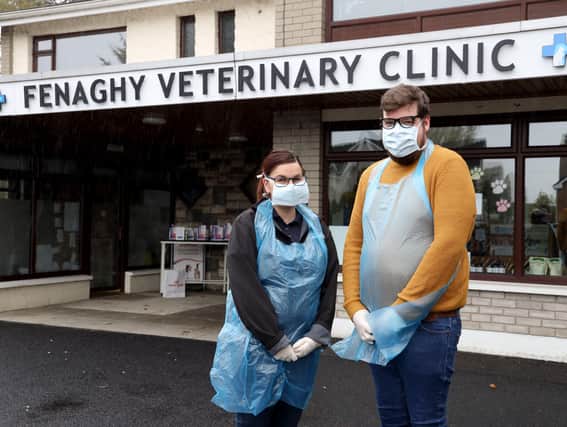 Martin McGovern and Karen Montgomery, who work at Fenaghy Veterinary Clinic in Ballymena. Pic by Pacemaker