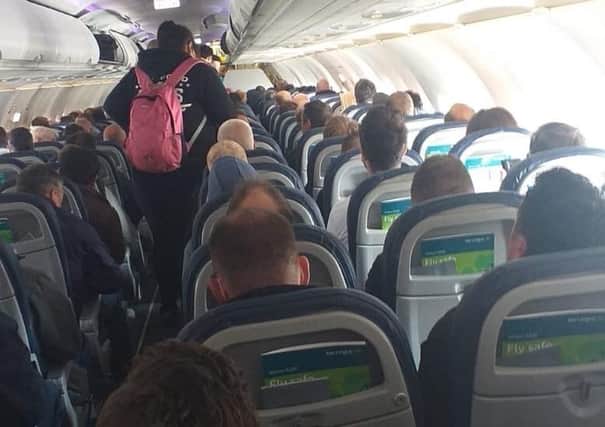 A passenger on an Aer Lingus flight from Belfast to Heathrow said there was no social distancing. (Photo: Stephen Nolan Show)