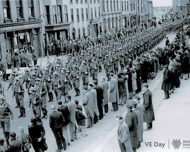 Home Guard parade, Carrickfergus, May13,1944. Photo courtesy of Carrickfergus Museum.
