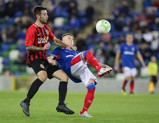 Linfield's Charlie Allen (right). Pic by Pacemaker.