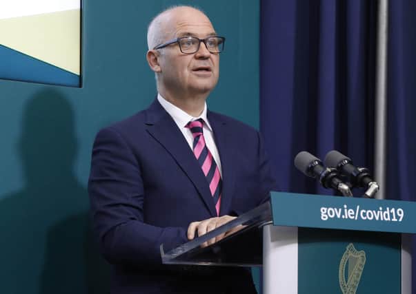 Chief Medical Officer Dr Tony Holohan at the Government Buildings Press Centre in Dublin, addressing the media on the state of the coronavirus lockdown in Ireland.