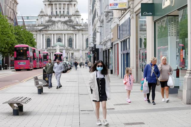 A smattering of people in Belfast city centre yesterday as the Assembly was told about the Executive’s plans to come out of lockdown