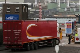 Vehicles arrive at Larne Port – a location for possible ‘border posts’ along with Belfast and Warrenpoint