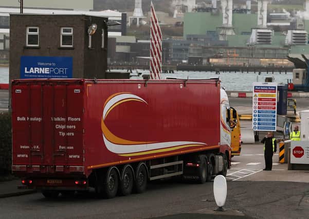 Vehicles arrive at Larne Port – a location for possible ‘border posts’ along with Belfast and Warrenpoint