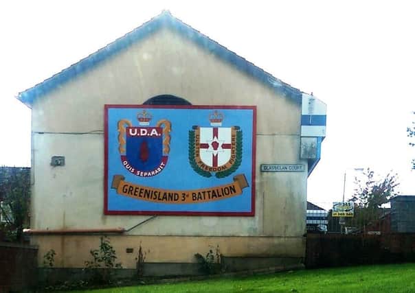 A South East Antrim UDA mural, erected in 2016 in Greenisland